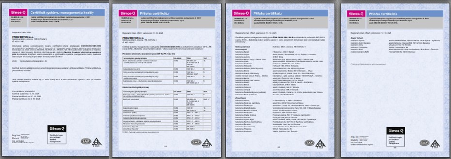 Aktualizovaný certifikát systému managementu kvality dle ČSN EN ISO 9001:2016